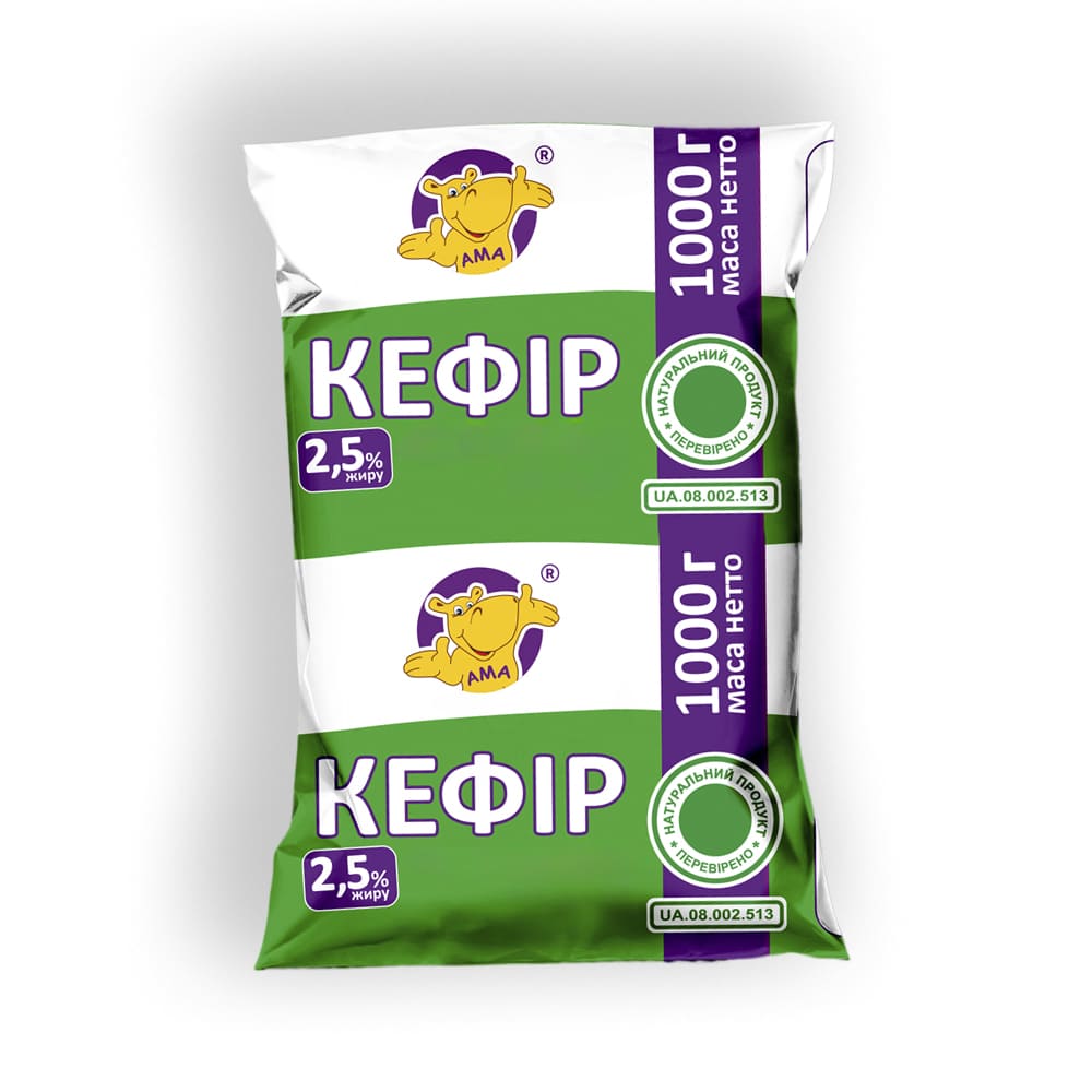 Кефір 2,5% жиру ТМ "АМА", 1000 г